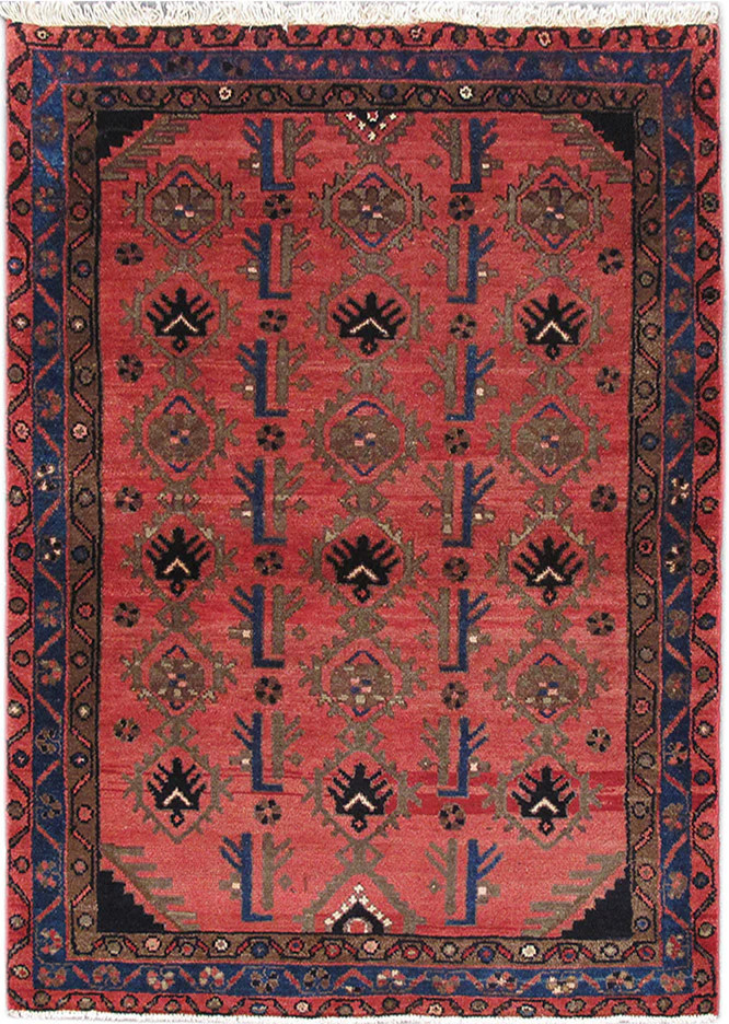 3.7 x 5 Perrsian Hamadan Tribbal Rug Pinkish Red #PIX-82750