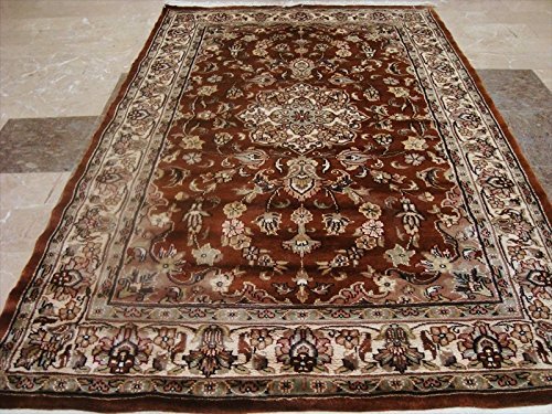 Area Rug Exotic Dark Rust Burnt Orange Wool Silk Hand Knotted Home Carpet (4×6)’