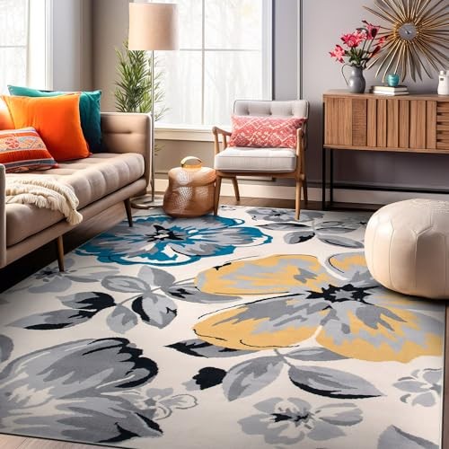 Rugshop Modern Floral Runner Rug 2′ x 10′ Blue Assorted Colors , Sizes