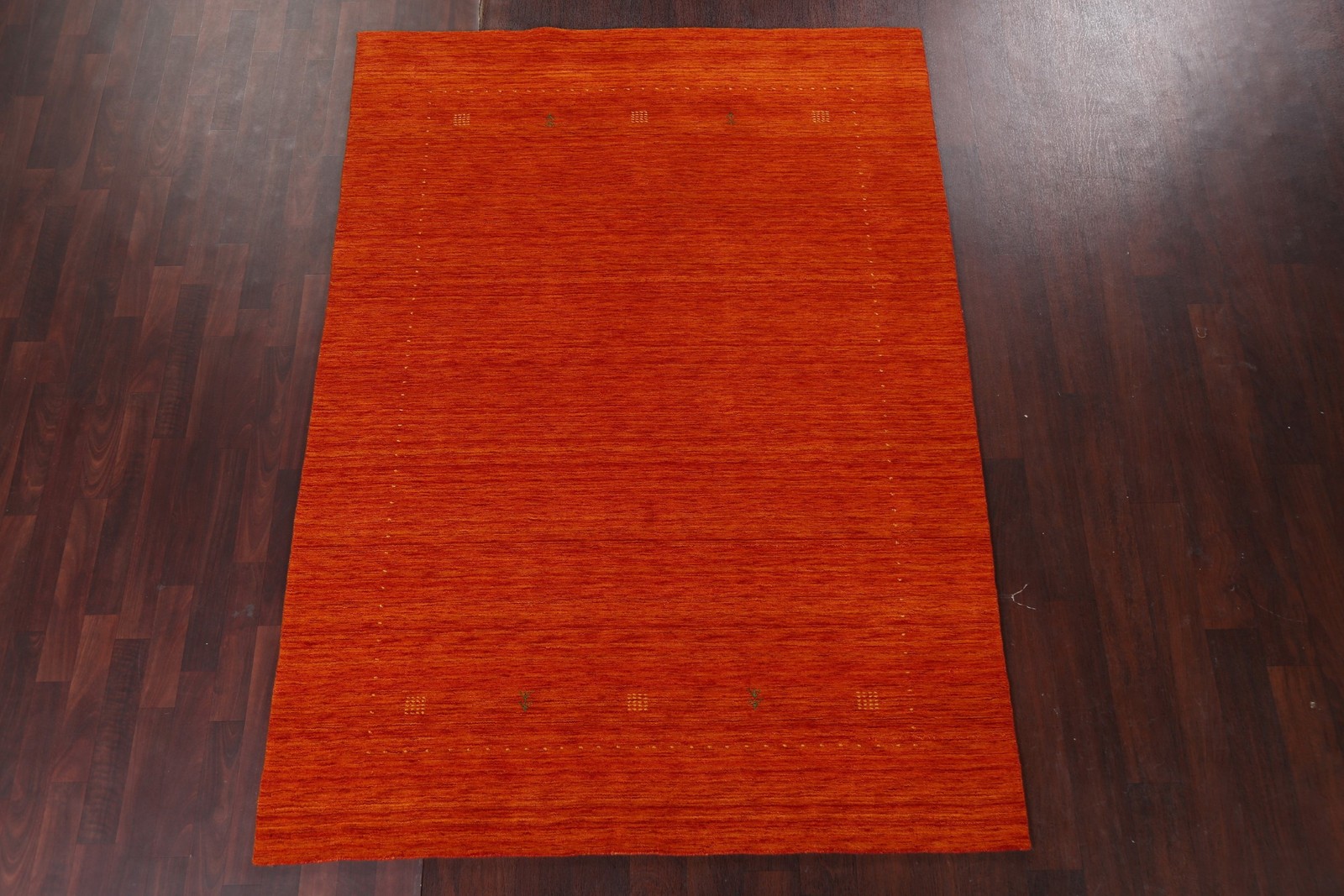 Soft and Plush Orange Wool Area Rug Hand-knotted 6×8 ft