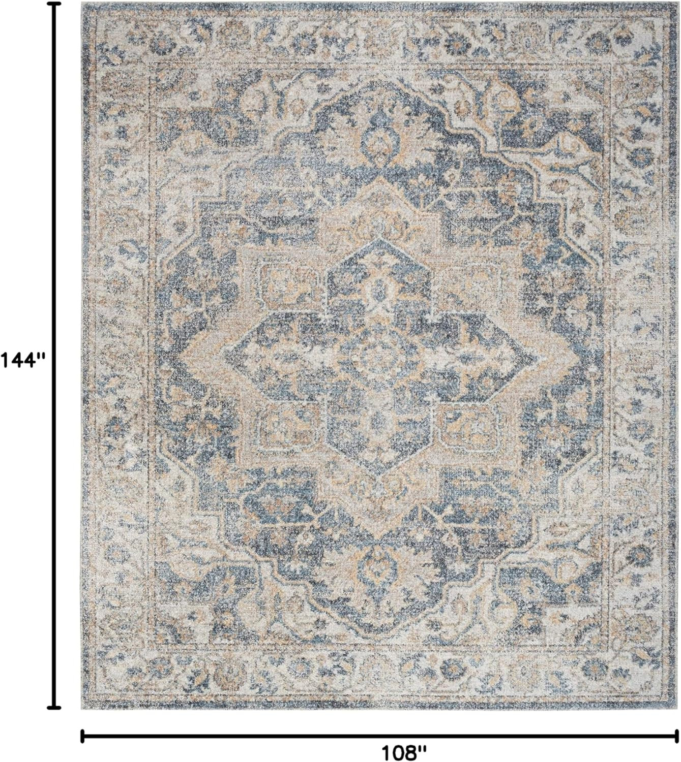 Machine Washable Grey Blue 9′ X 12′ Area Rug – Easy Clean & Non-Shedding