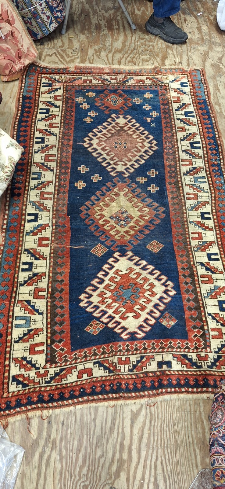 Antique Kazak Oriental 3-10 x 6-2 with Wool Foundation Circa 1880’s