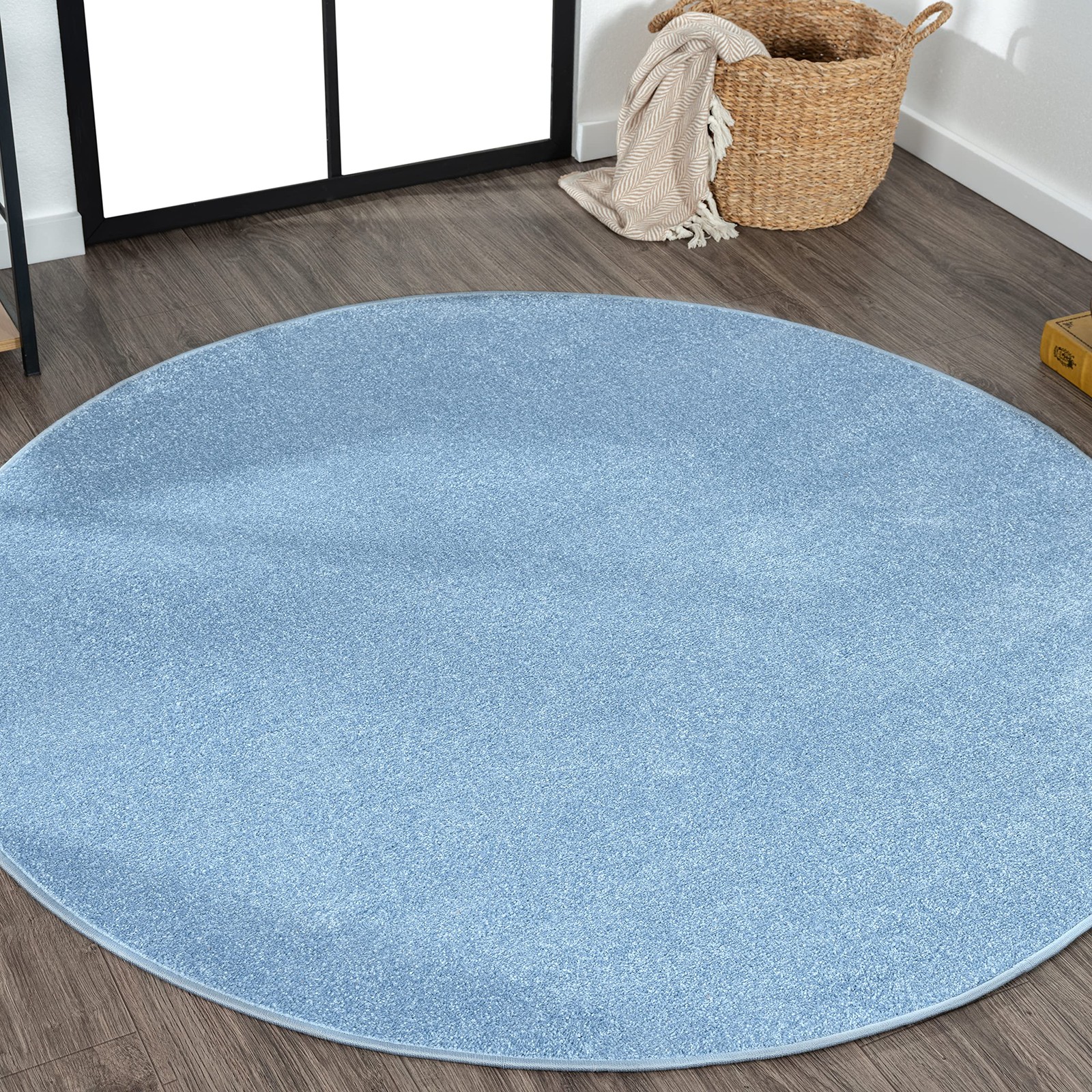 Jonathan Y Haze Solid Low-Pile Classic Blue 5 Round Indoor Area Rug