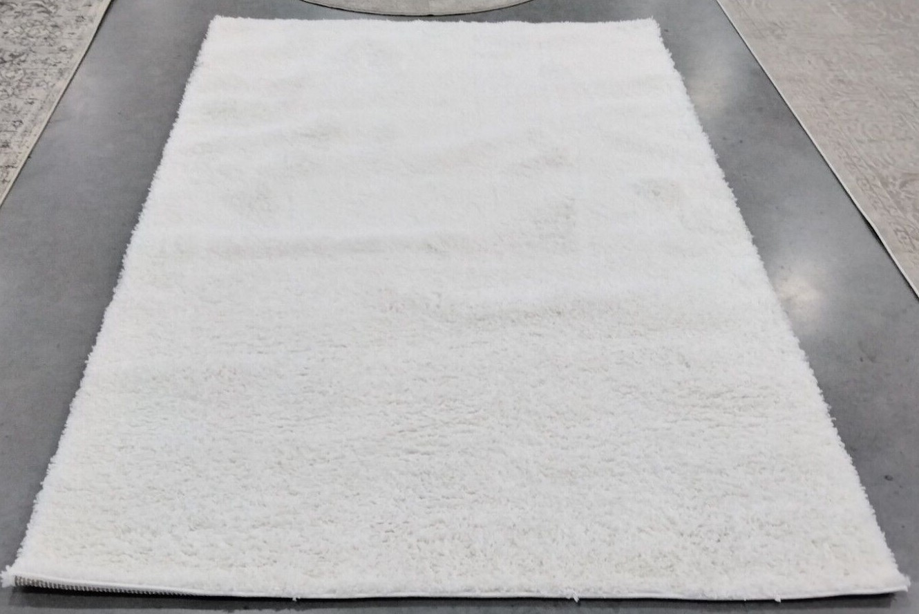 WHITE 5′-3″ X 7′-6″ Loose Thread Rug, Reduced Price 1172719196 SG151-1010-5