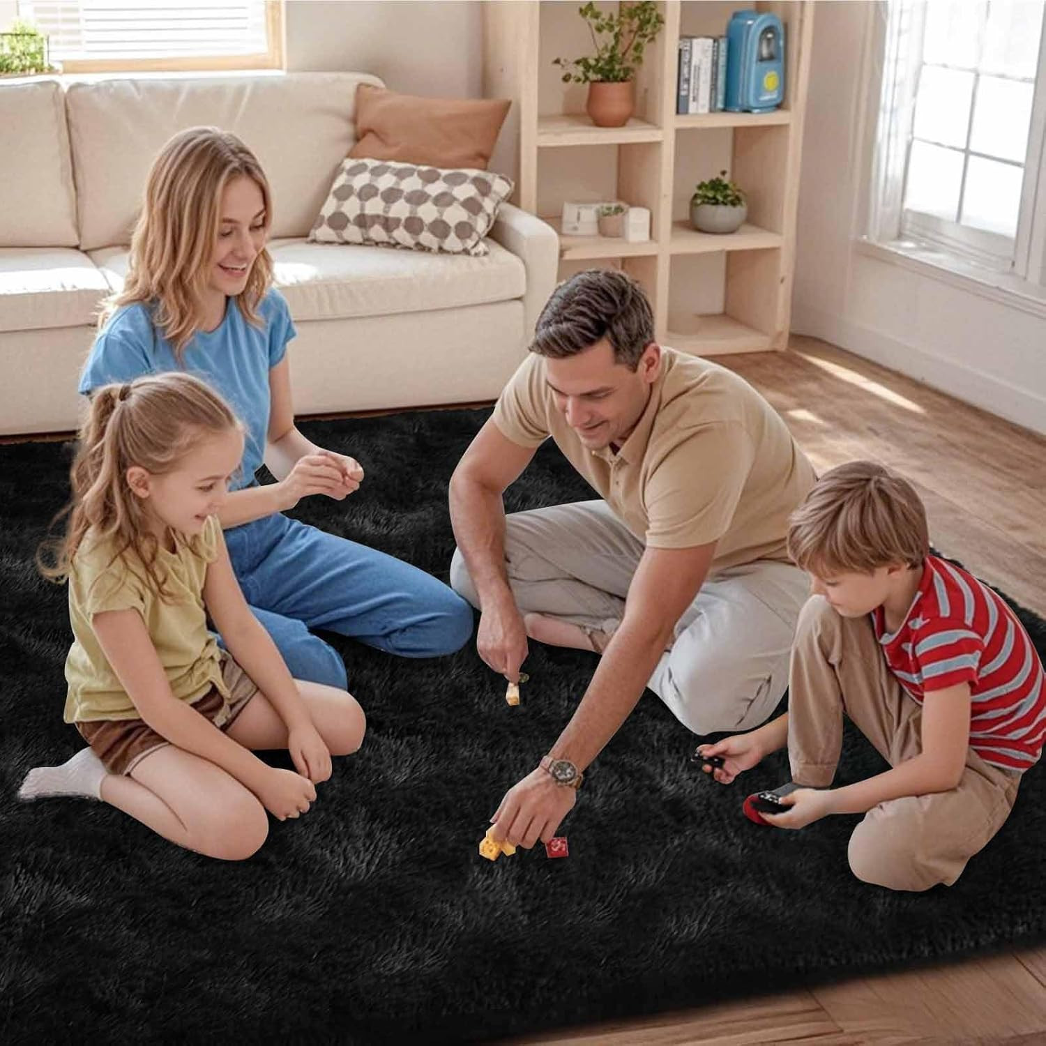 FinrèC 8X10 Feet Area Rugs for Living Room Bedroom, Fluffy Shaggy Large Rug, No