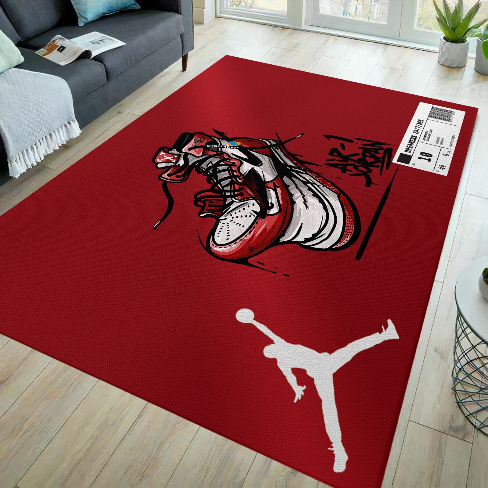 Red rug, sneaker rug, sneaker room rug, shoe rug, hypebeast rug