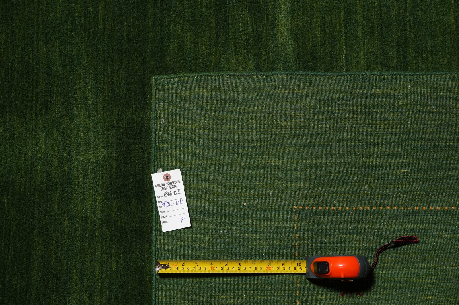 9 x 12 Solid Plain Green Wool Rug #F-4622