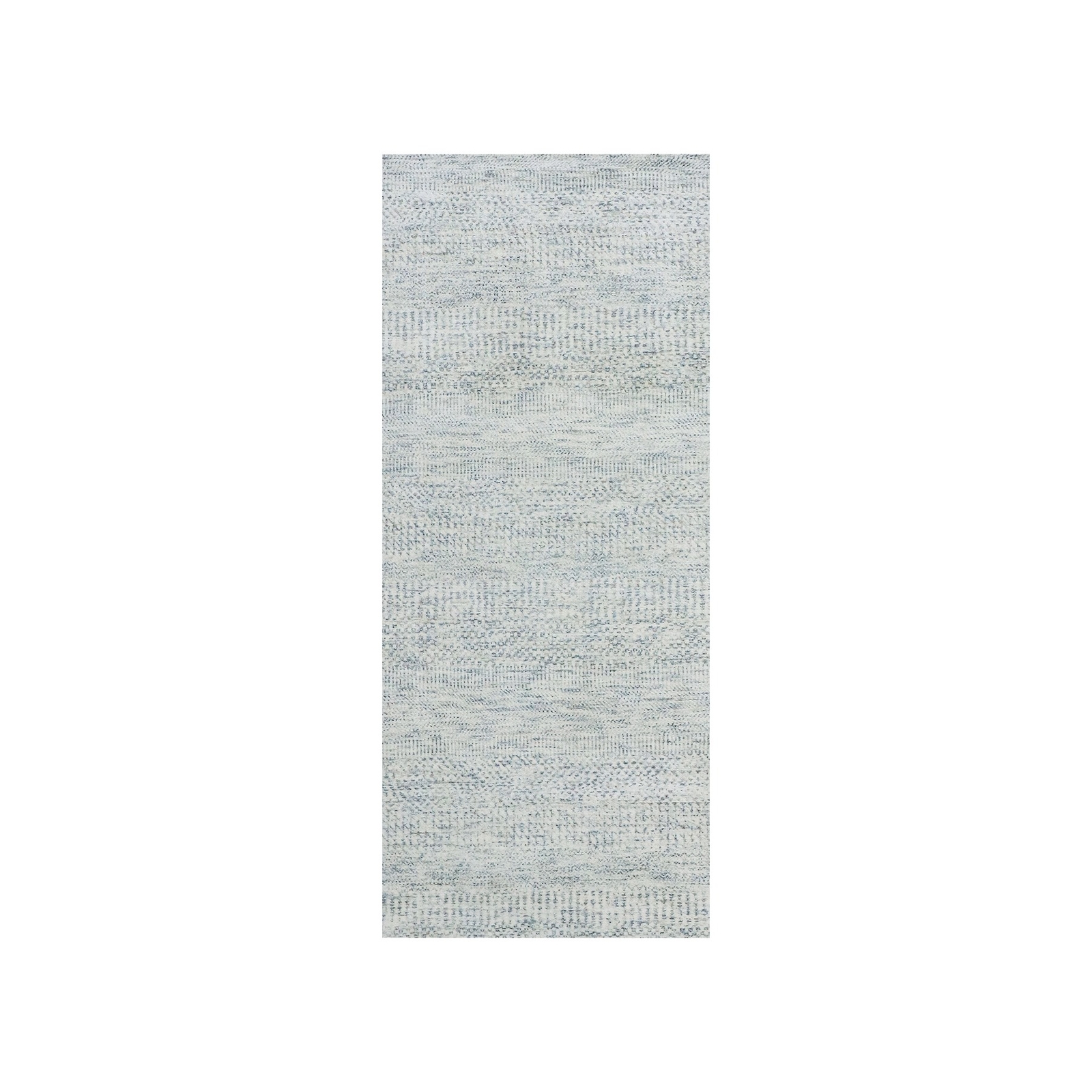 2’6″x6’1″ Pale Smoke Gray Undyed Shiny Wool Hand Knotted Grass Runner Rug R79826