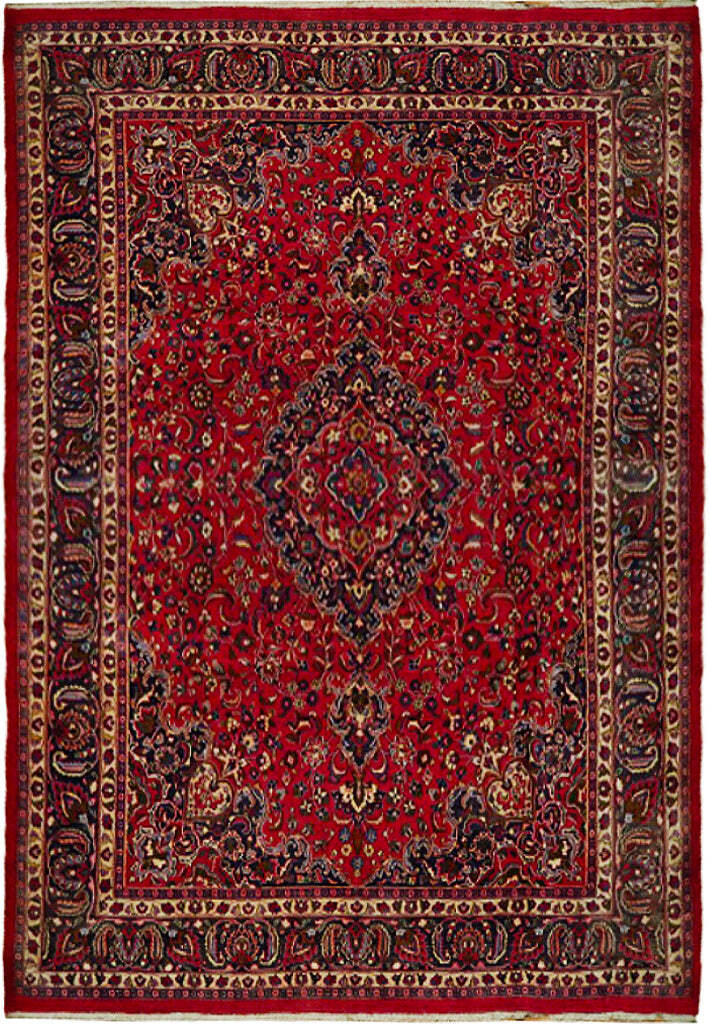 10′ x 13′ Red Semi-Antique Handmade Perrsian Kashaan Rug 73106