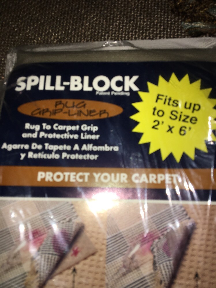 Spill Block Rug Grip Liner Protect Carpet Absorbent Cut to Fit 2 x 6 feet NEW