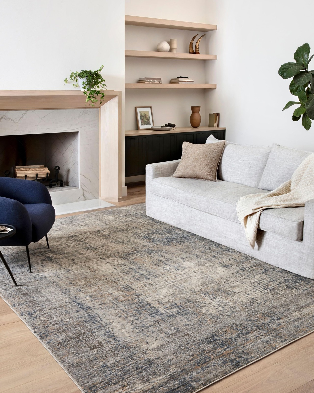 Loloi Ii Teagan Collection Tea-05 Denim/Slate 6-7 X 9-2 .25 Thick Area Rug Soft