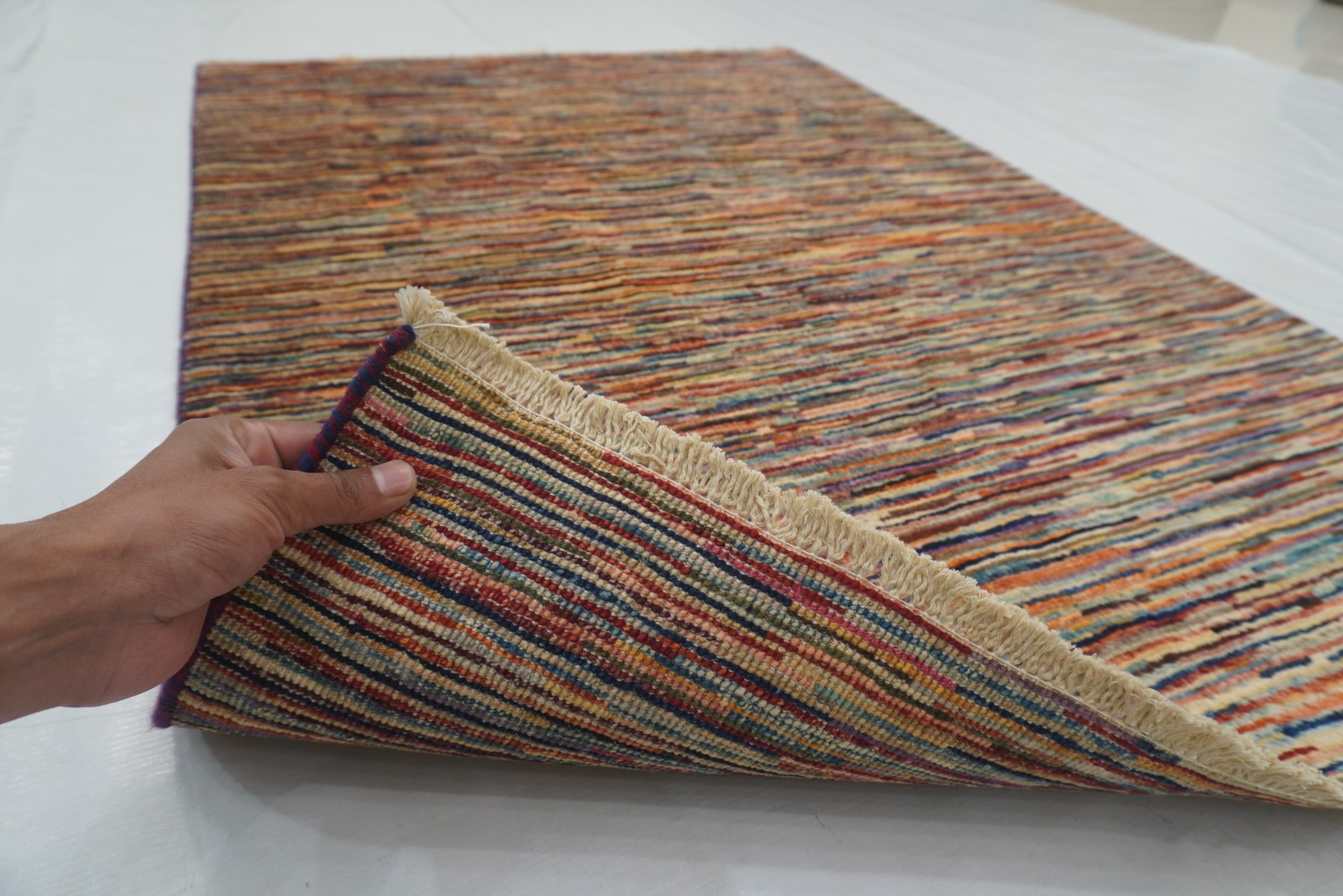 3×5 ft Multicolor Striped Gabbeh Afghan Hand Knotted Rug