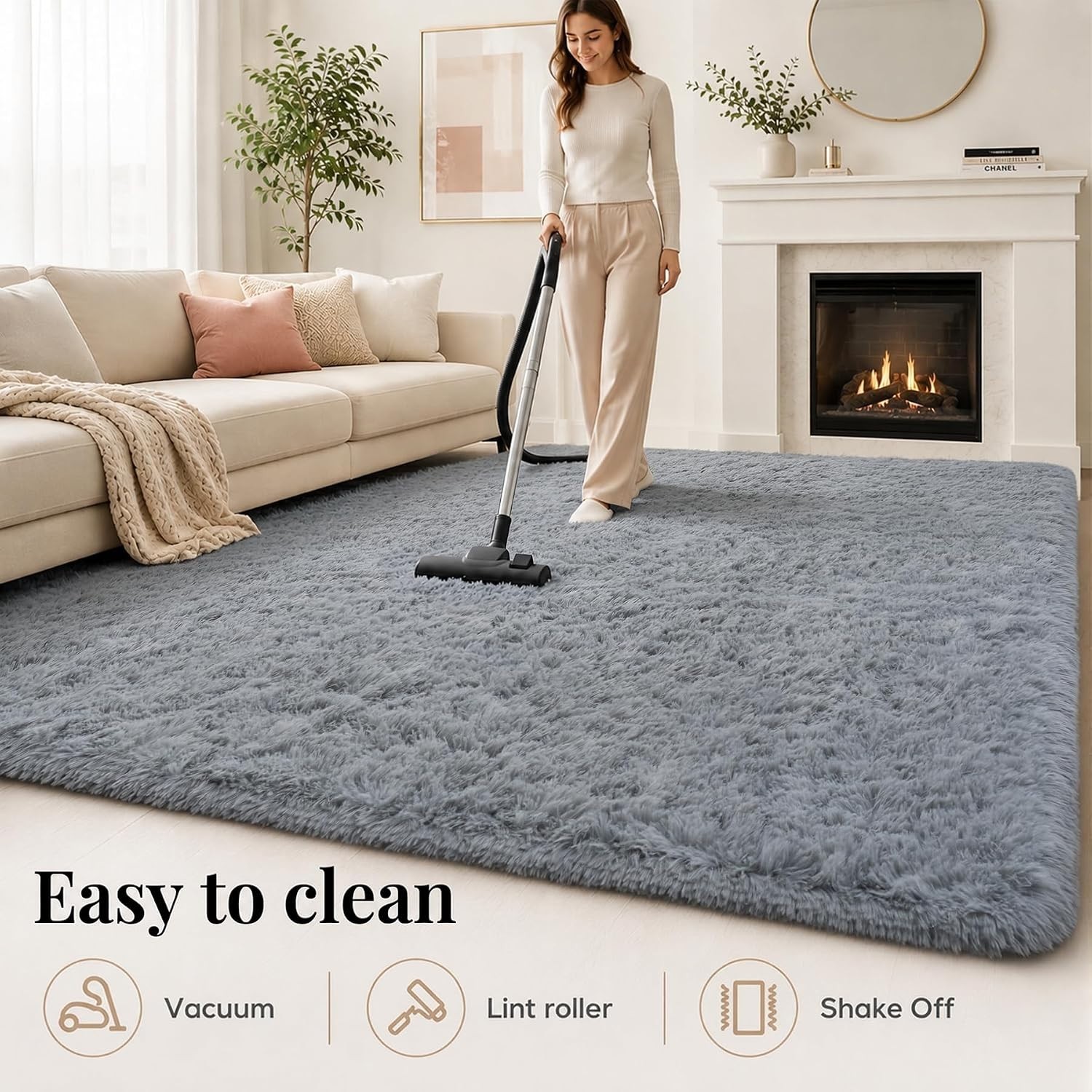 Fluffy Area Rug 9×12 Large Plush Shaggy Carpet Mat for Living Room Bedroom Floor