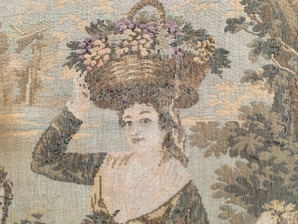 Antique Romantic View Rare French Tapestry Pictorial Tapestry Home Decor 4x6ft