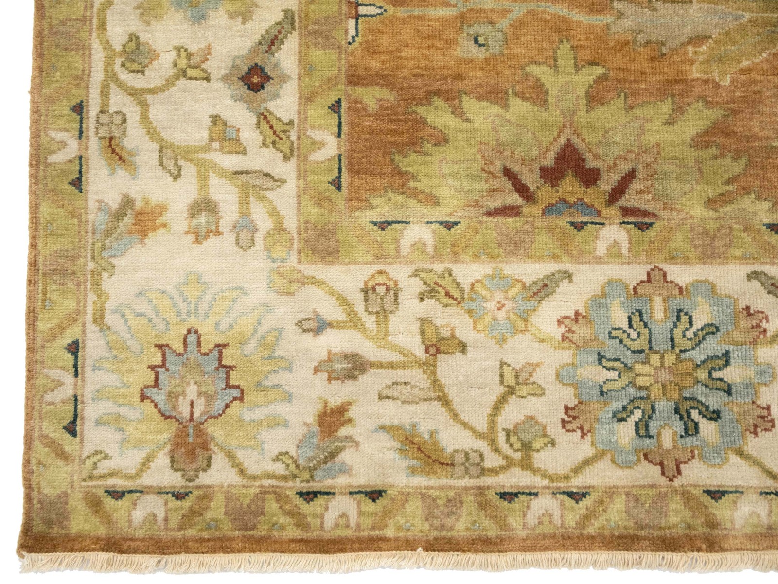 8X8 ft Handmade Rust Wool Chobi Oriental Square Rug Dinind Room Floral Style