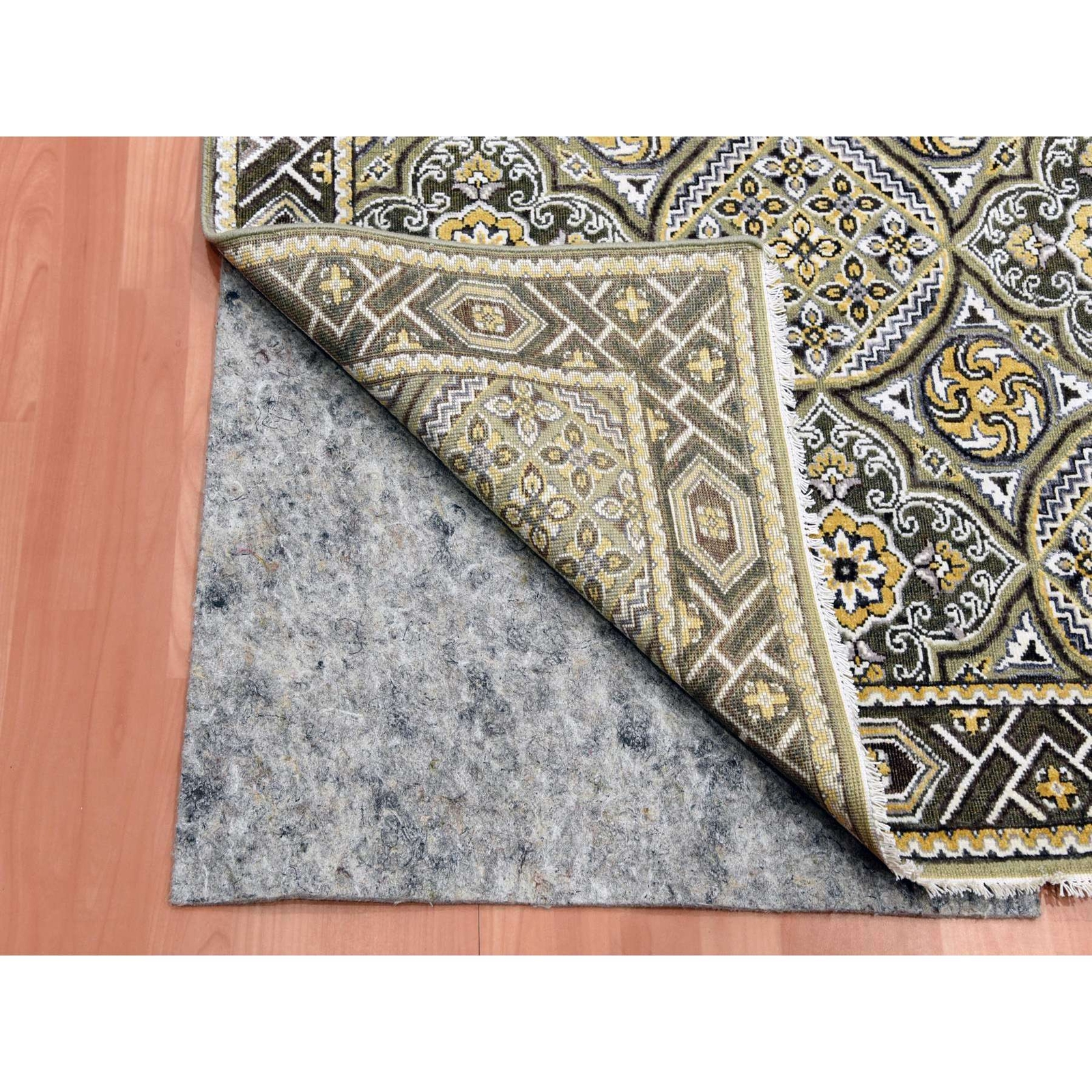 4′ x 6’2″ TaupeBrown Silk Mughal Inspired HandKnotted Textured Wool Rug R75133