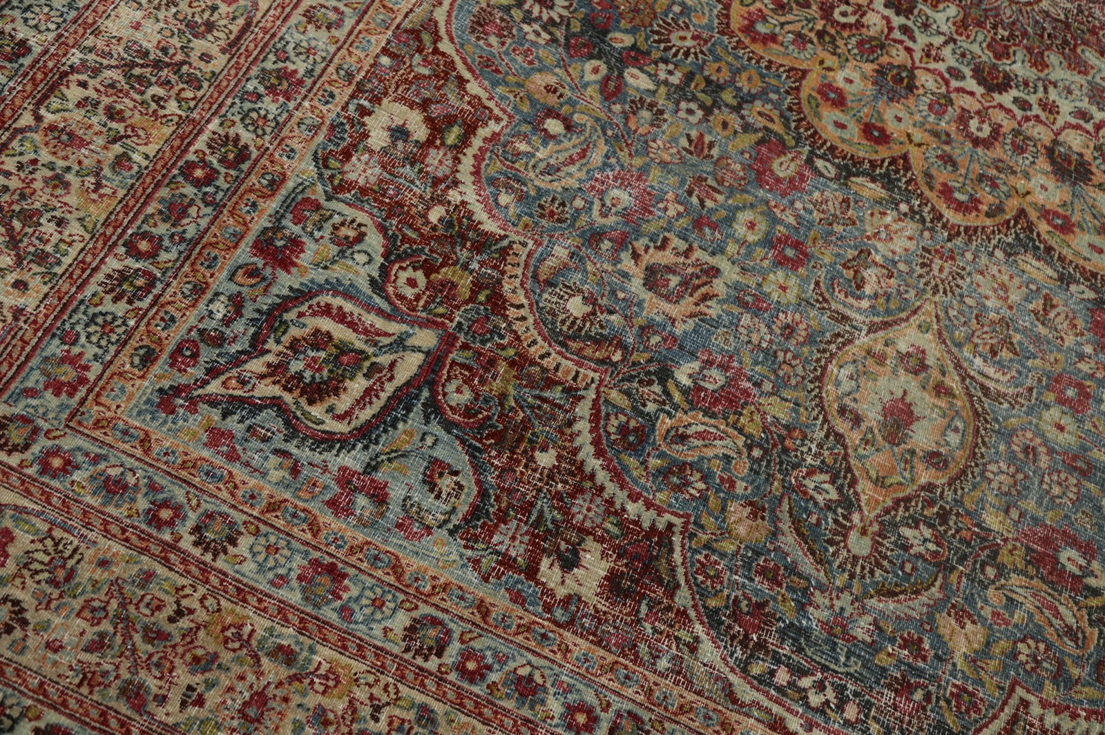 Pre-1900 Vegetable Dye Floral Traditional Area Rug 7×10 ft Hand-knotted Wool