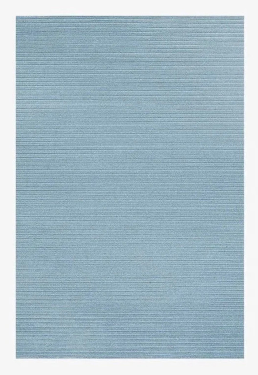 Hand Tufted Wool Rug 9×12 ft – Nordic Knots Sky Blue Striped Loop & Cut Area Rug