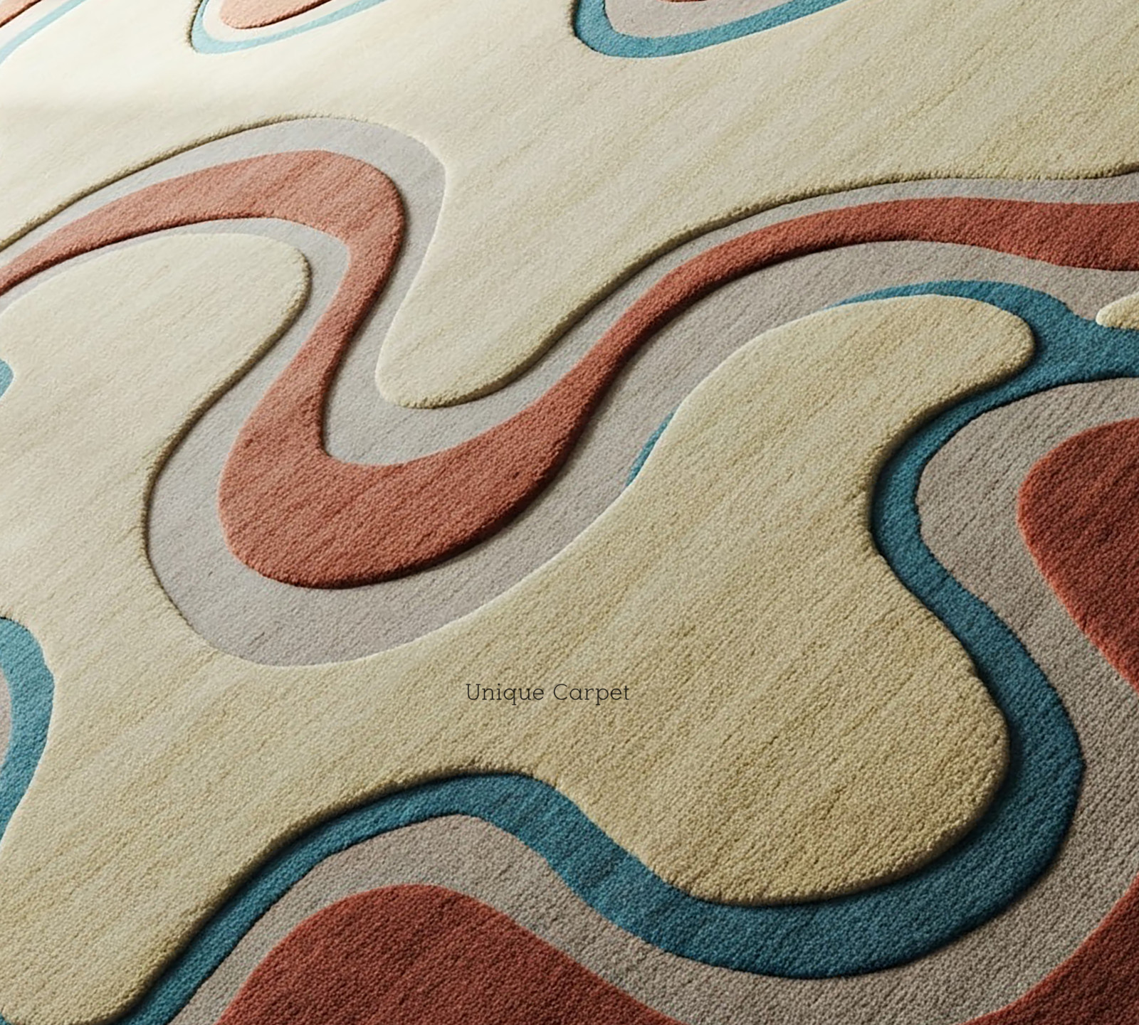 Beige Brown Blue Abstract Hand Tufted Wool Area Rugs For Bedroom, Kids Room