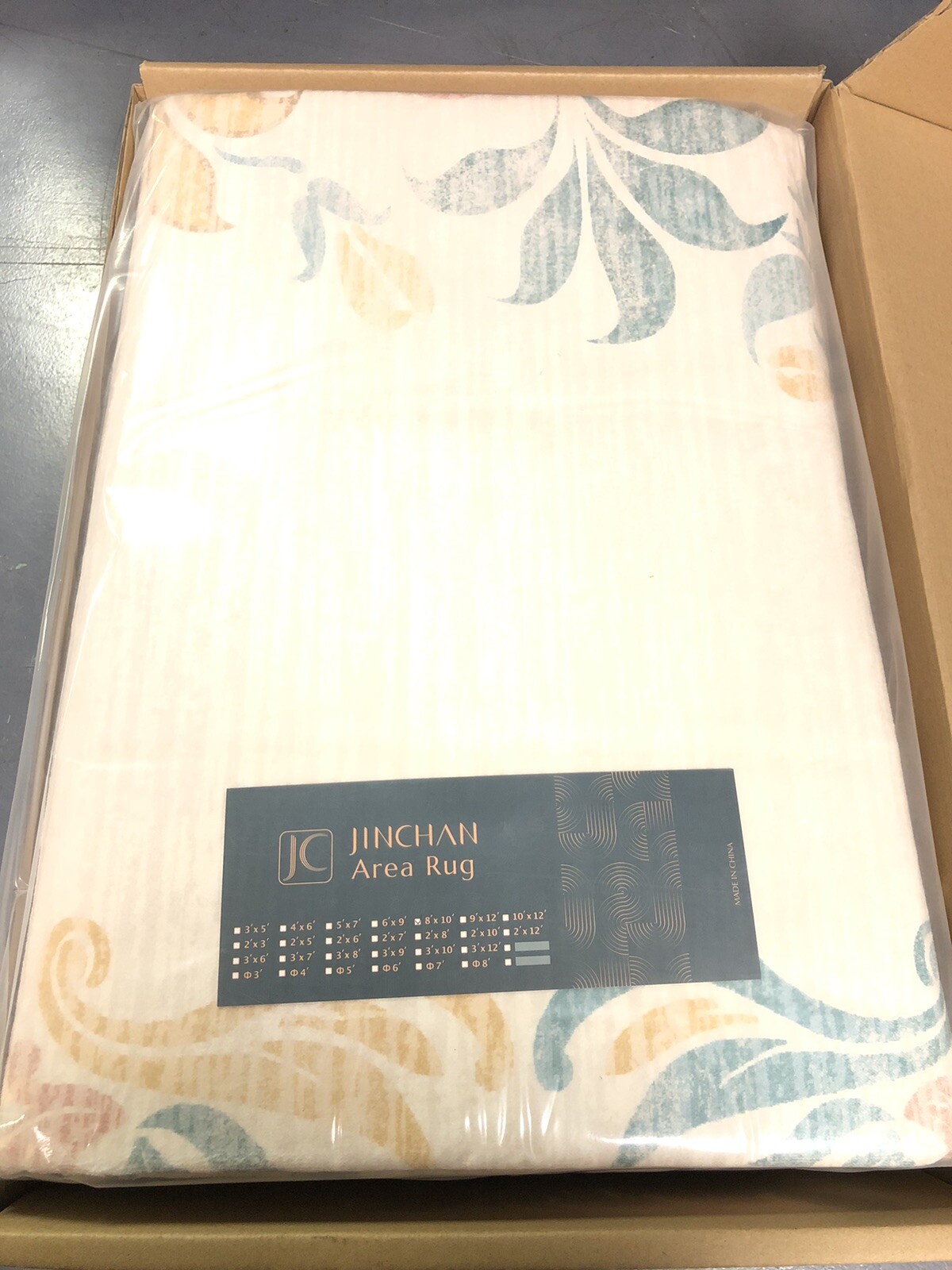 Jinchan 8”x10” Area Rug Ultra Thin Non Slip Vintage Floral Apricot