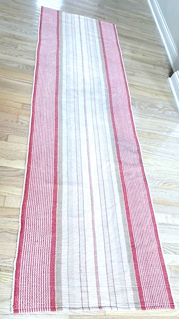 Dash & Albert Framboise Ticking Runner Rug Red Beige 2.5×8 Machine Washable🦩.
