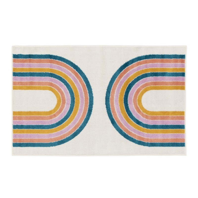 Whimsical Rainbow Arches Area Rug Indoor Use Durable Stain Fade Resistant Mat