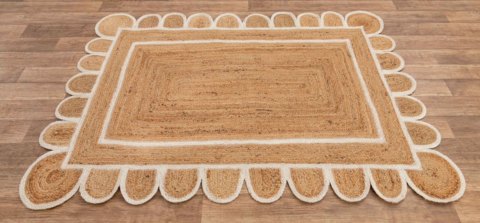 Scallop Rug 100% Natural Jute Handmade rustic look carpet home decor area rug