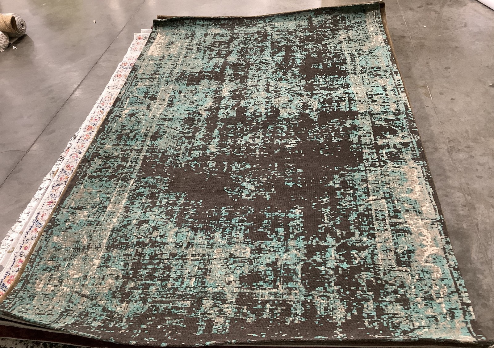 TEAL / BROWN 5′-0″ x 8′-0″ Back Stain Rug, Reduced Price 1172685483 CLV225A-5