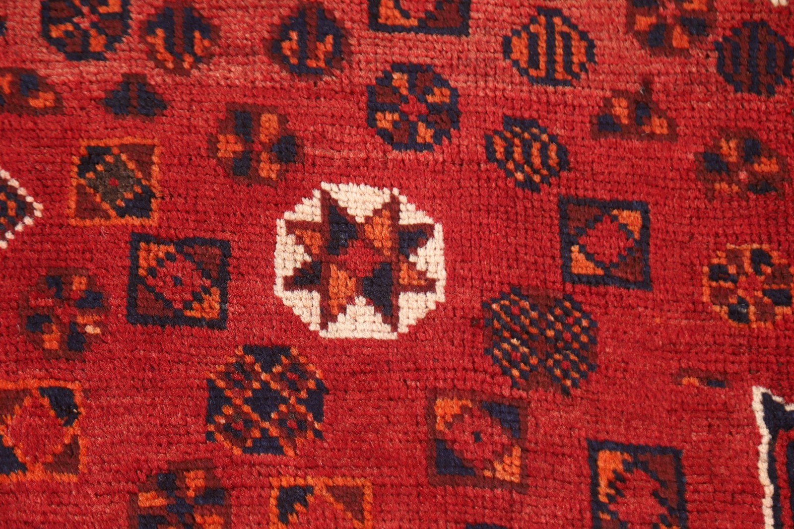 Geometric Red Wool Area Rug 5×9 Hand-knotted Tribal Traditional Room Size Carpet