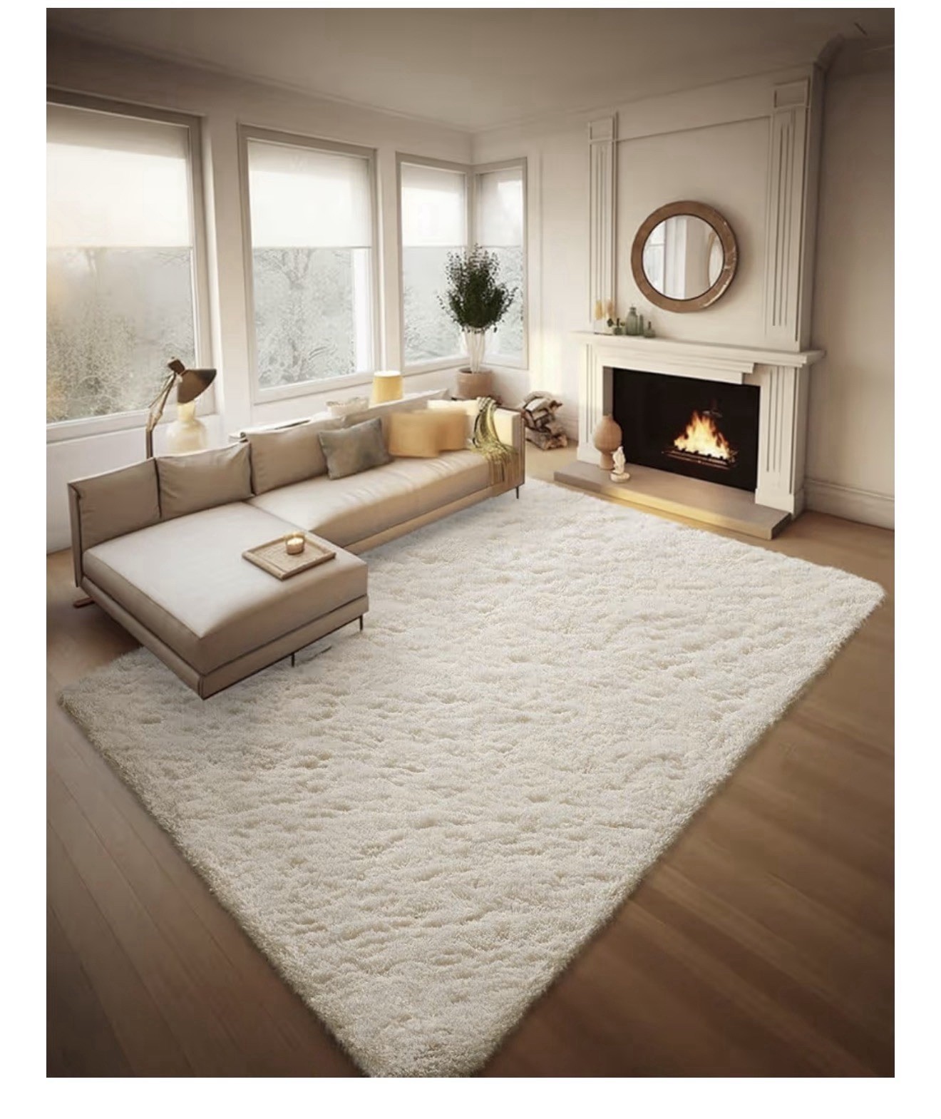 Ophanie Ivory Large Plush Shaggy Area Rug –Soft, Non-Slip Carpet for Living Room