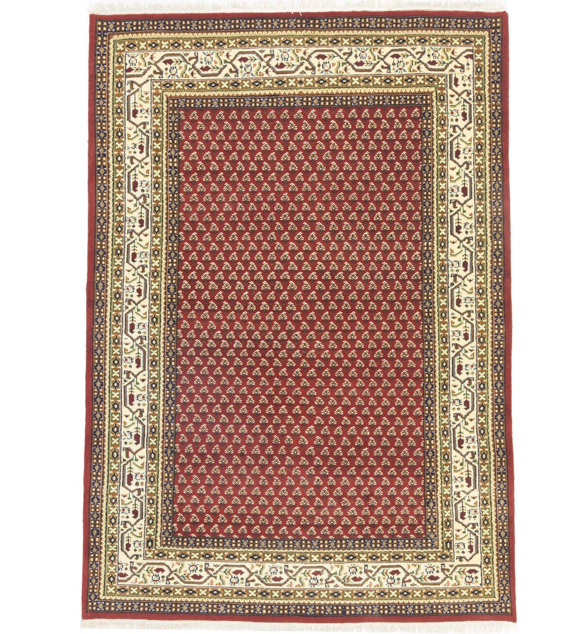 Handmade Indo-Botemir Oriental Rug Red Floral Farmhouse Boho Décor Carpet 6X8 ft