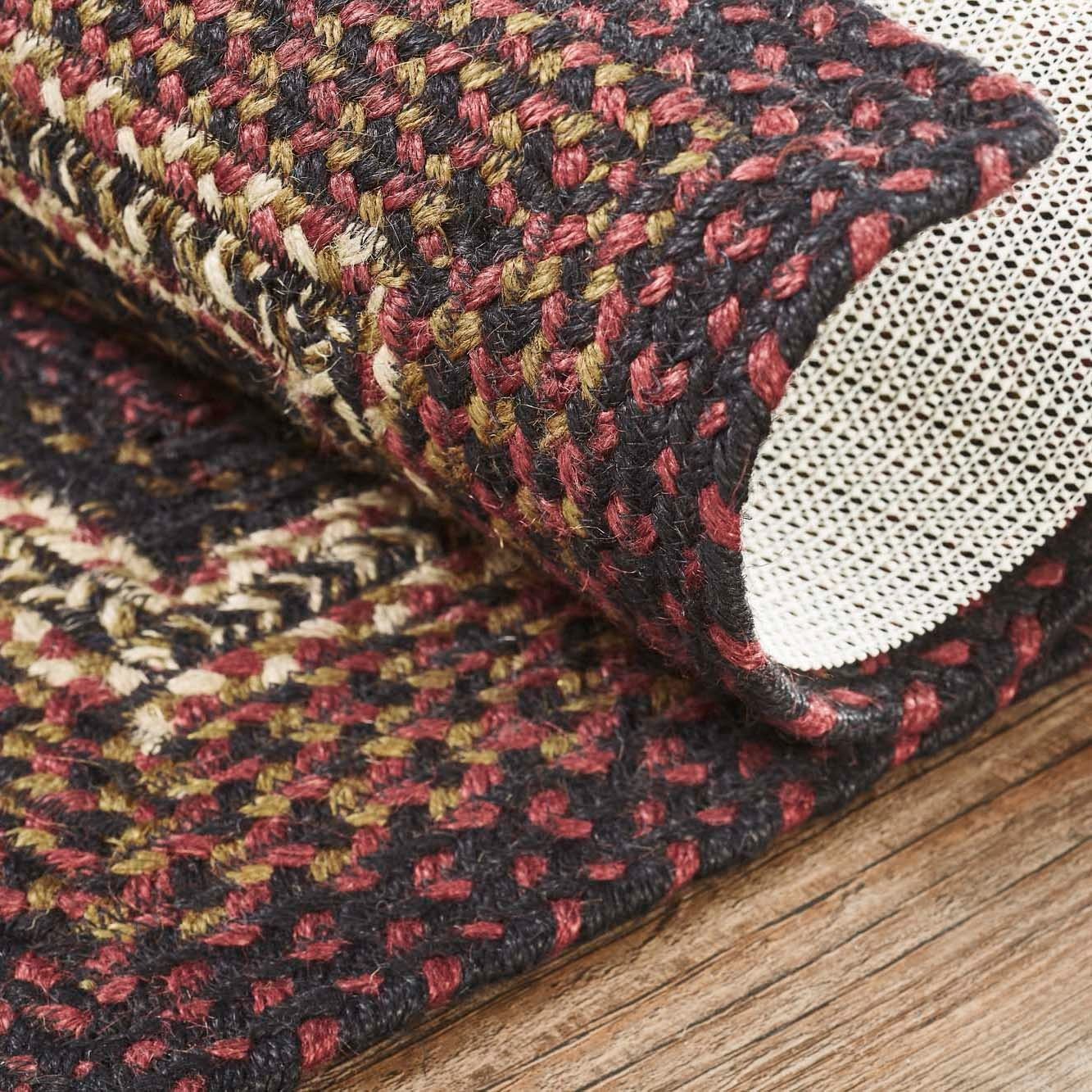 VHC Beckham Red Black Tan Rustic Country Home Rectangle Braided Rug