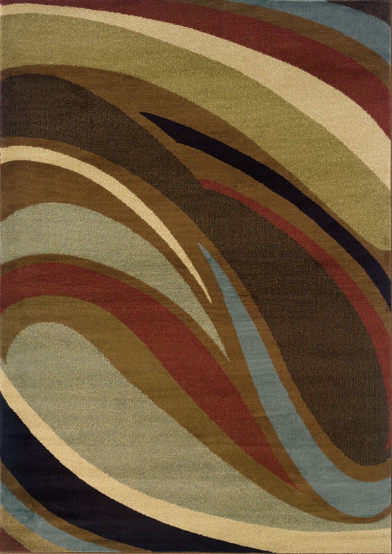 Multi-Color Stripes Swirls Curves Abstract Area Rug Round 2666F – Aprx 7′ 8″