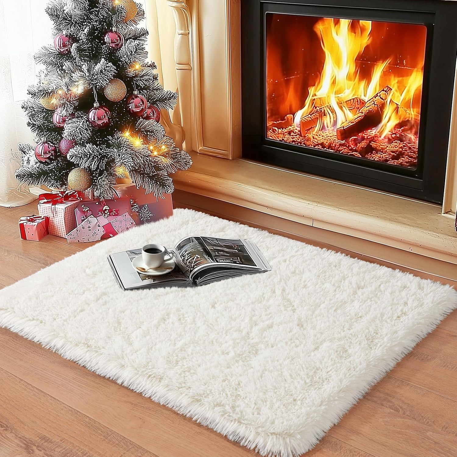 8X10 Area Rugs for Living Room, Ultra Soft Fluffy Shag Floor Carpet, Modern Indo