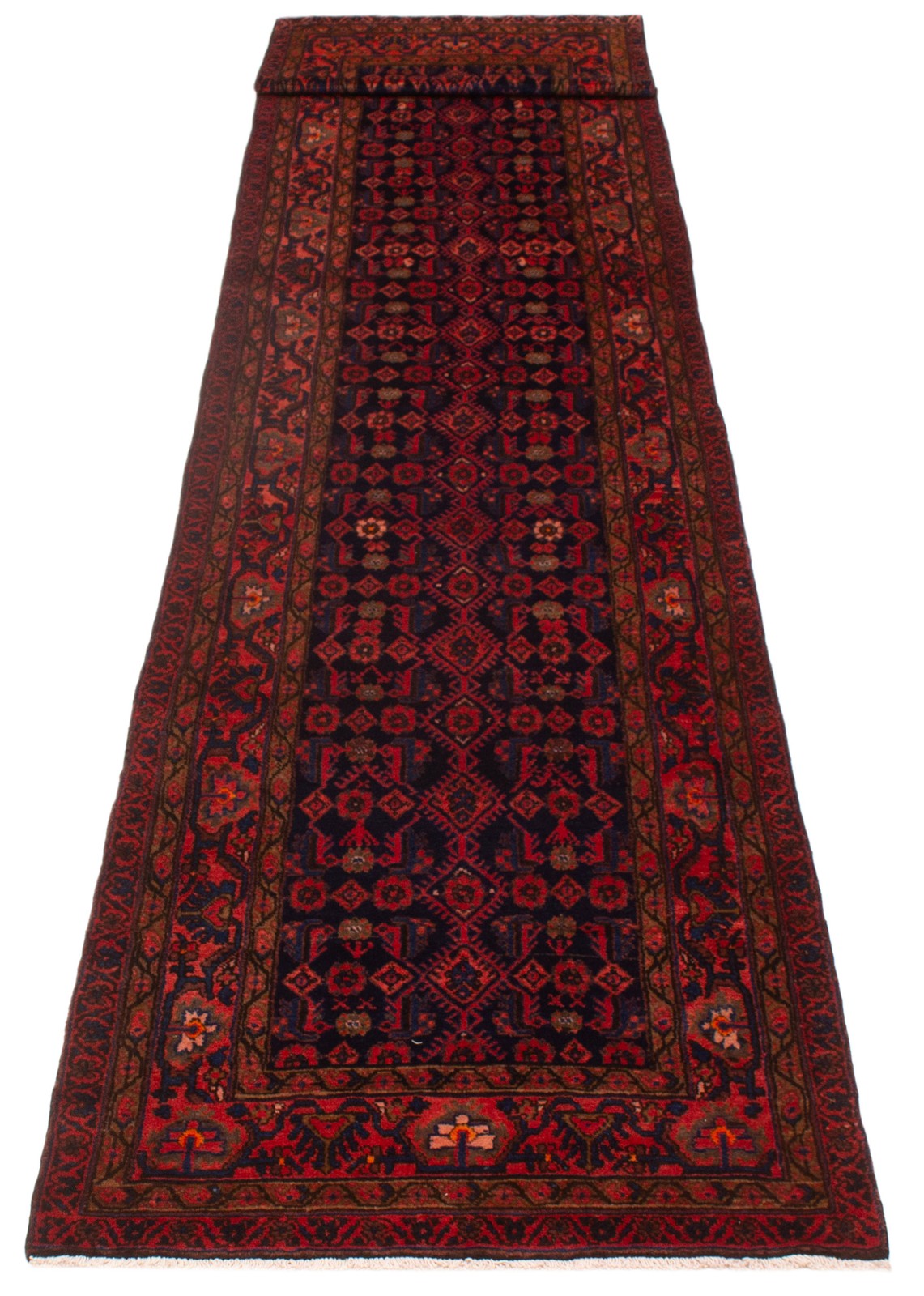 Vintage Hand-knotted Runner Rug 3’5″ x 17’1″ Traditional Oriental Wool Carpet