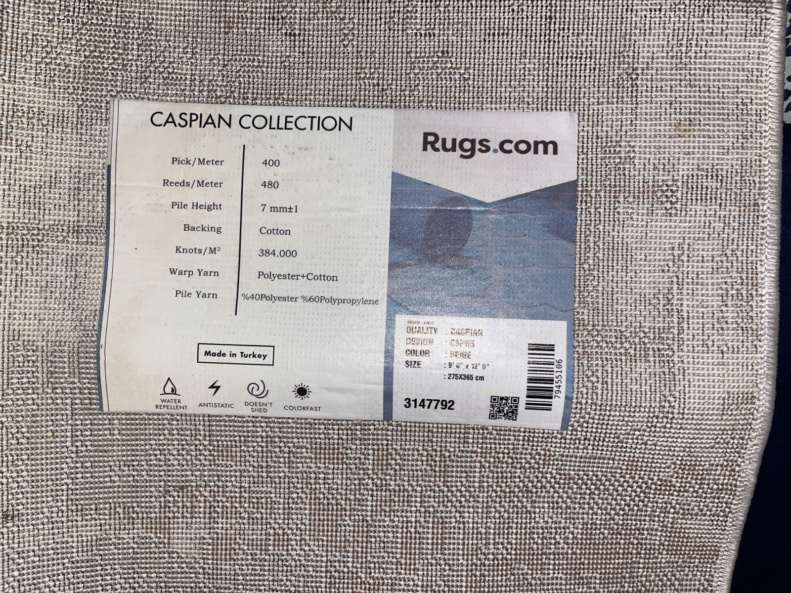 Rugs.com Caspian Collection Abstract Area Rug 9×12 Gray Beige Brown