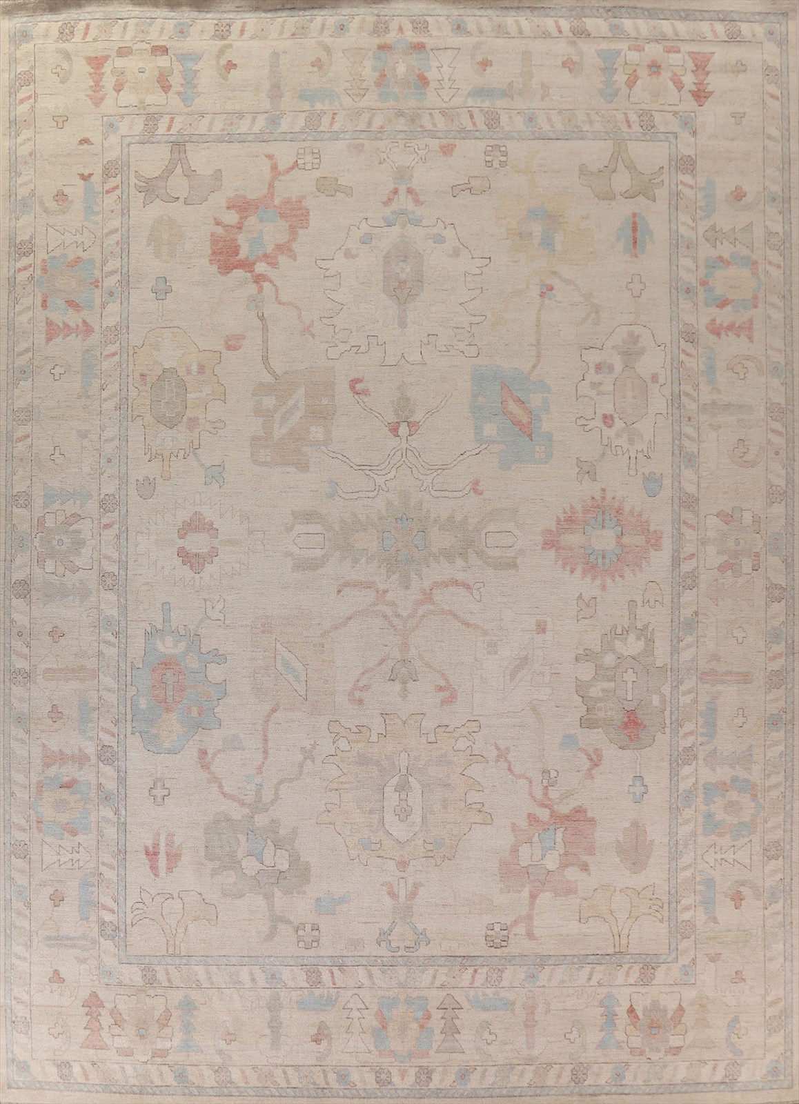 Muted Oushak Vegetable Dye Palace Size Rug Hand-knotted Oriental Carpet 12×15