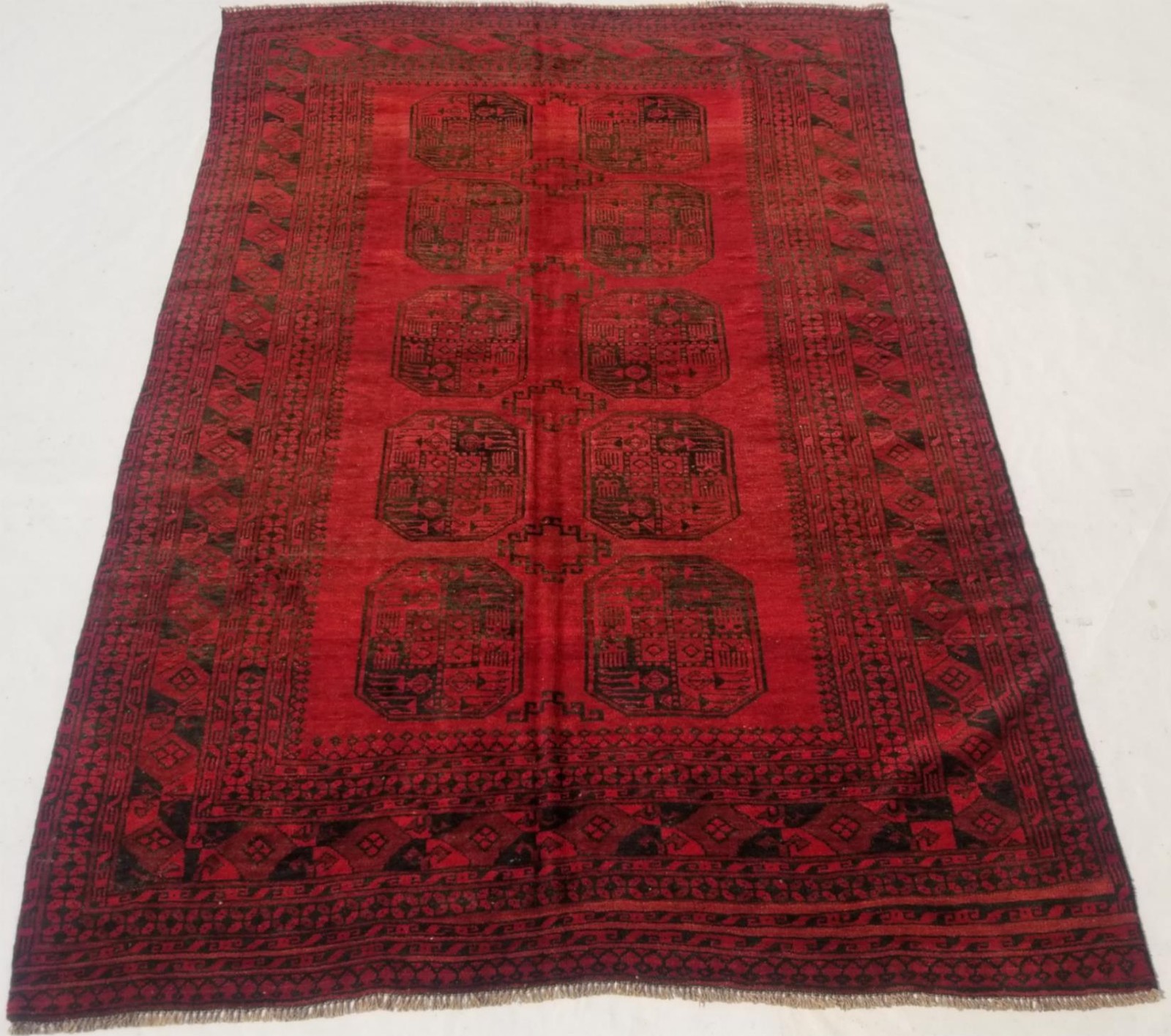 Vintage Traditional Handmade Afghan Akhche Wool Rug 9.7×6.8ft