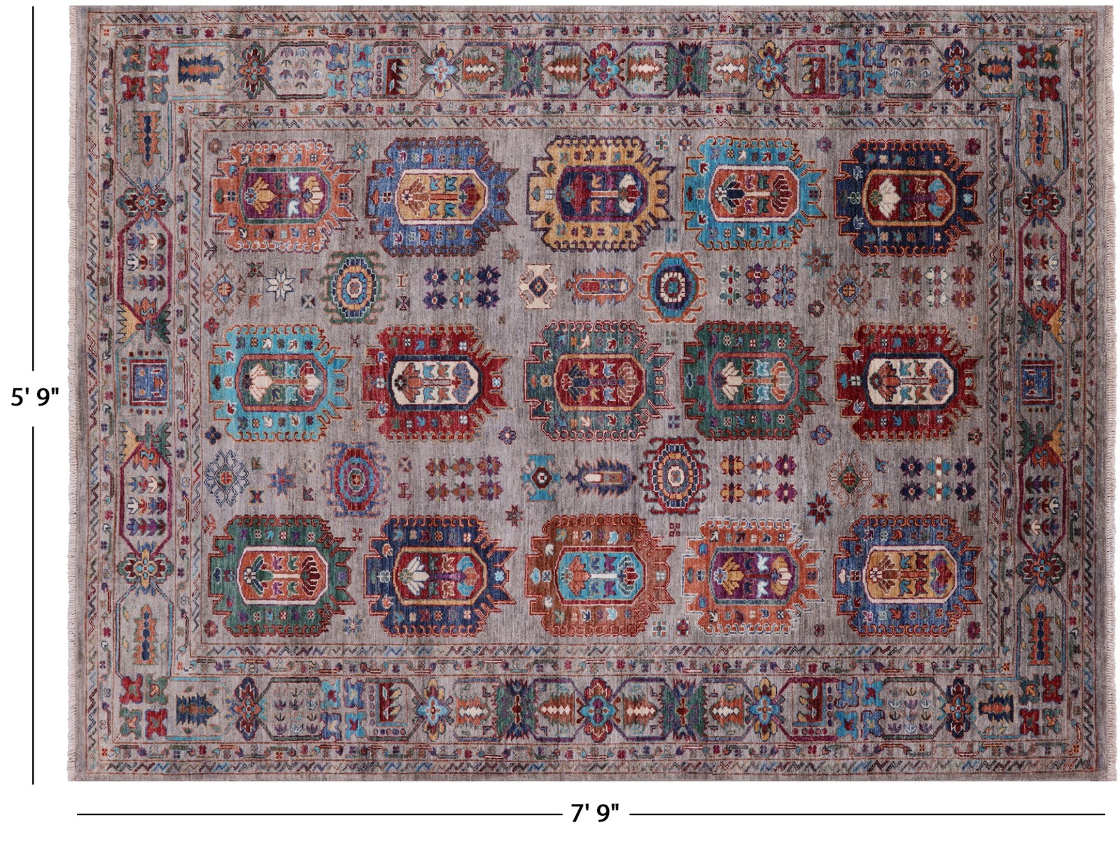 5′ 9″ X 7′ 9″ Fine Turkmen Ersari Handmade Rug – Q9887