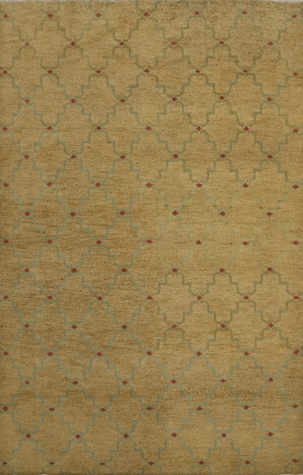 All-Over Trellis Moroccan Gold/ Green Oriental Rug Wool Hand-knotted Carpet 5×8