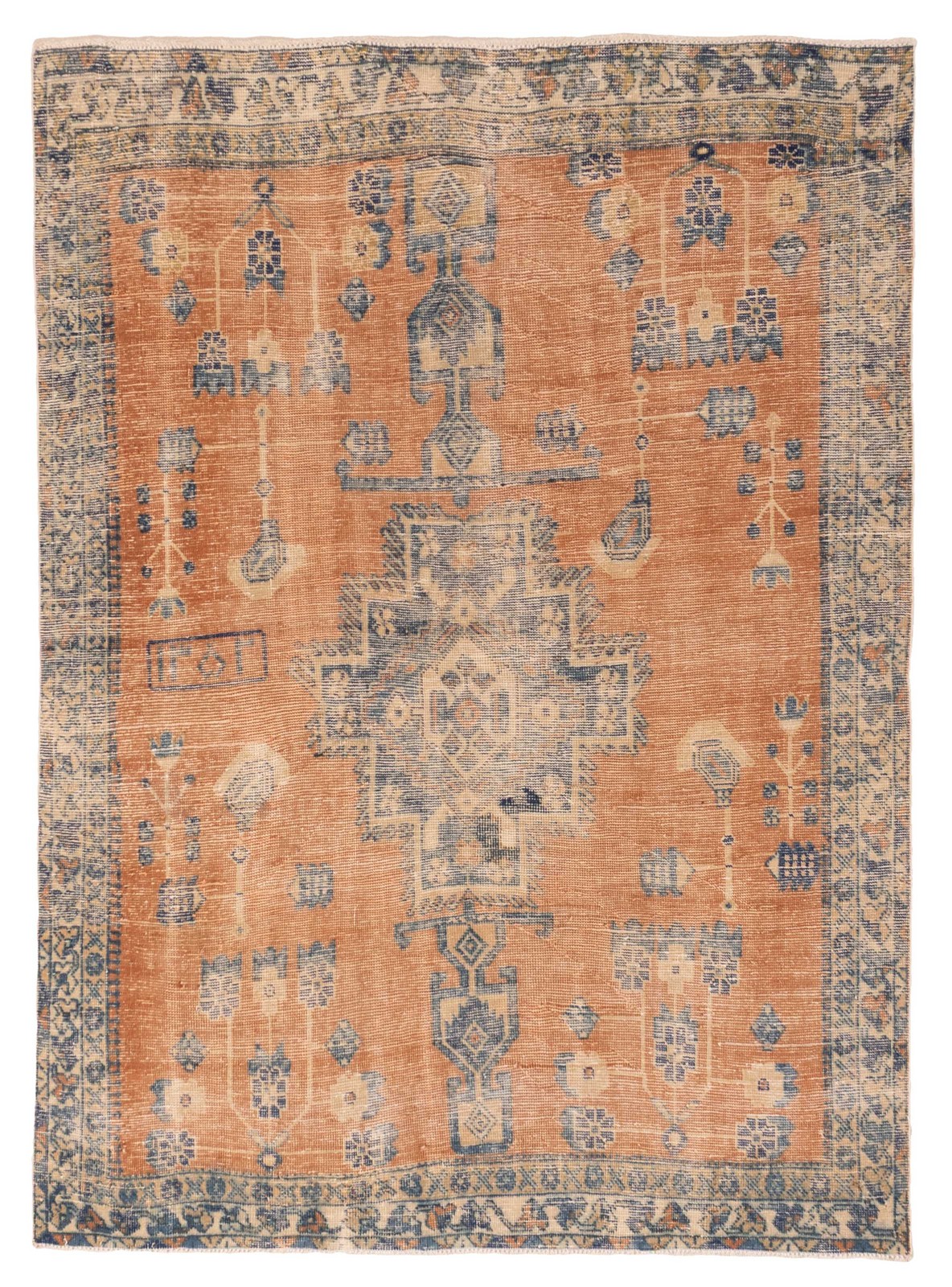 Vintage 4’6″ x 6’0″ Traditional Hand Knotted Vegetable Dye Wool Area Rug