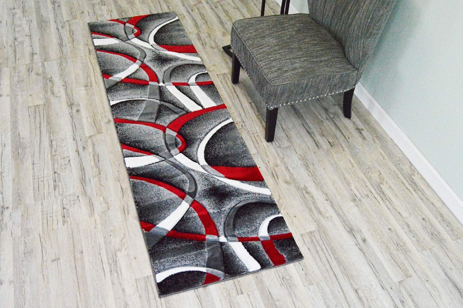 Premium Carved Modern Contemporary Abstract Rug 2305 Red 5’3”x7’6”