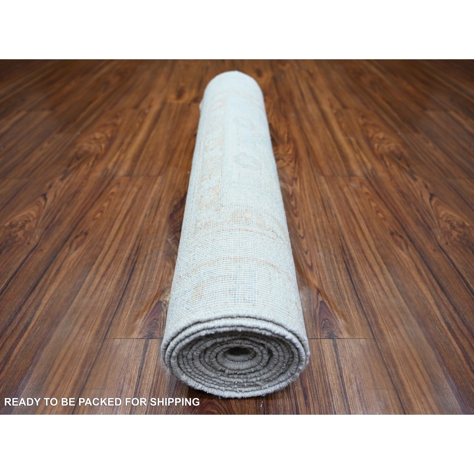 2’7″x11’3″ White Wash Peshawar Wool Hand Knotted Runner Oriental Rug R73944