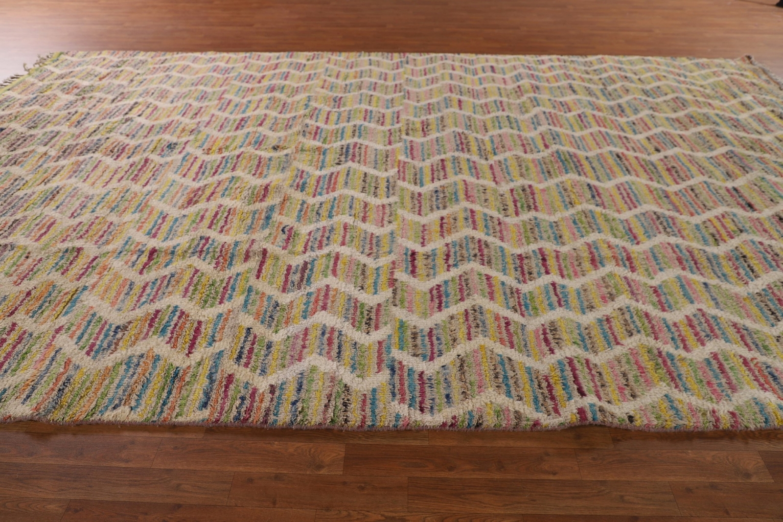 Chevron Pastel Color Wool Berber Handmade Moroccan Oriental Large Rug 9×15