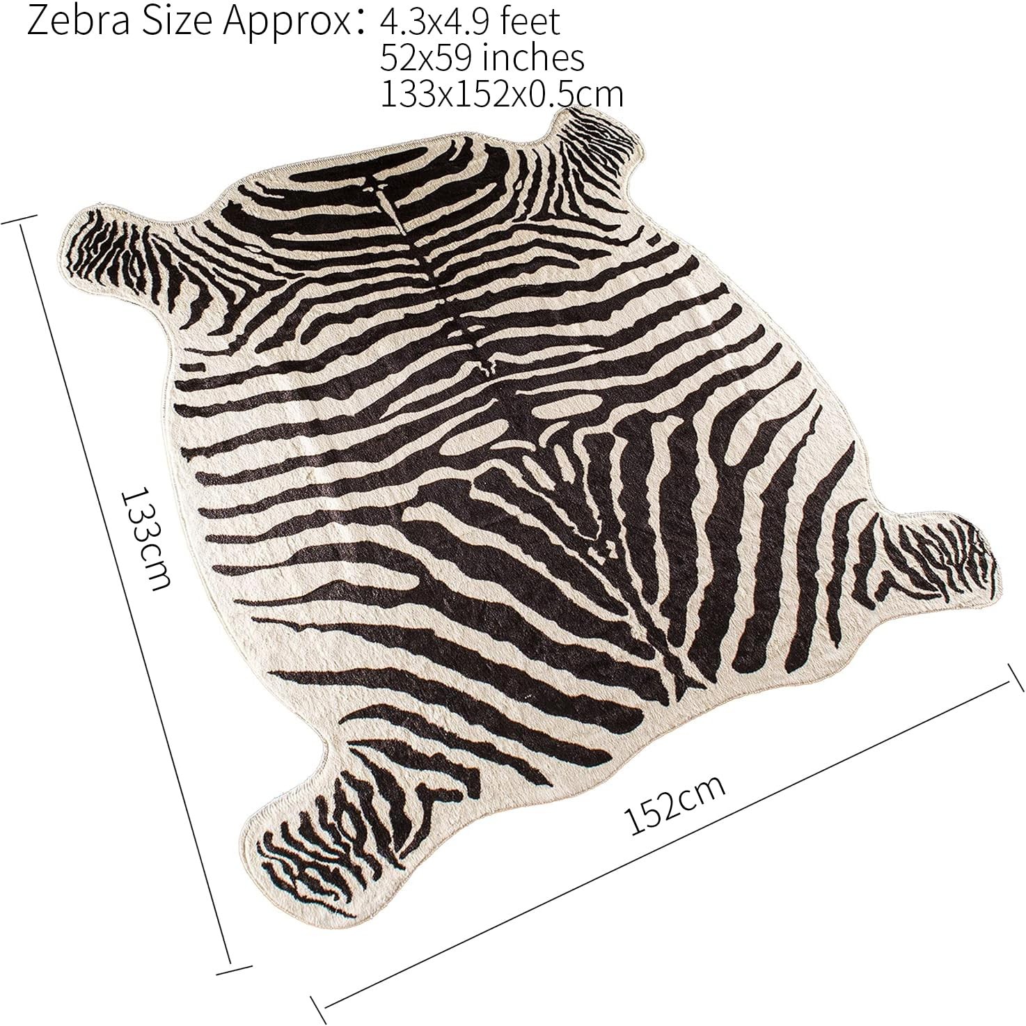 Area Rug Faux Zebra Print Rug 4.3×4.7 Feet Rug/Mat/Carpets for Home