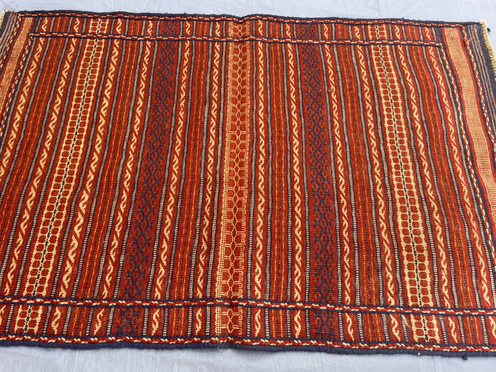 3’3 x 5 Ft One Of A Kind Tribal Flatweave Kilim Rug – Rustic Striped Geometric