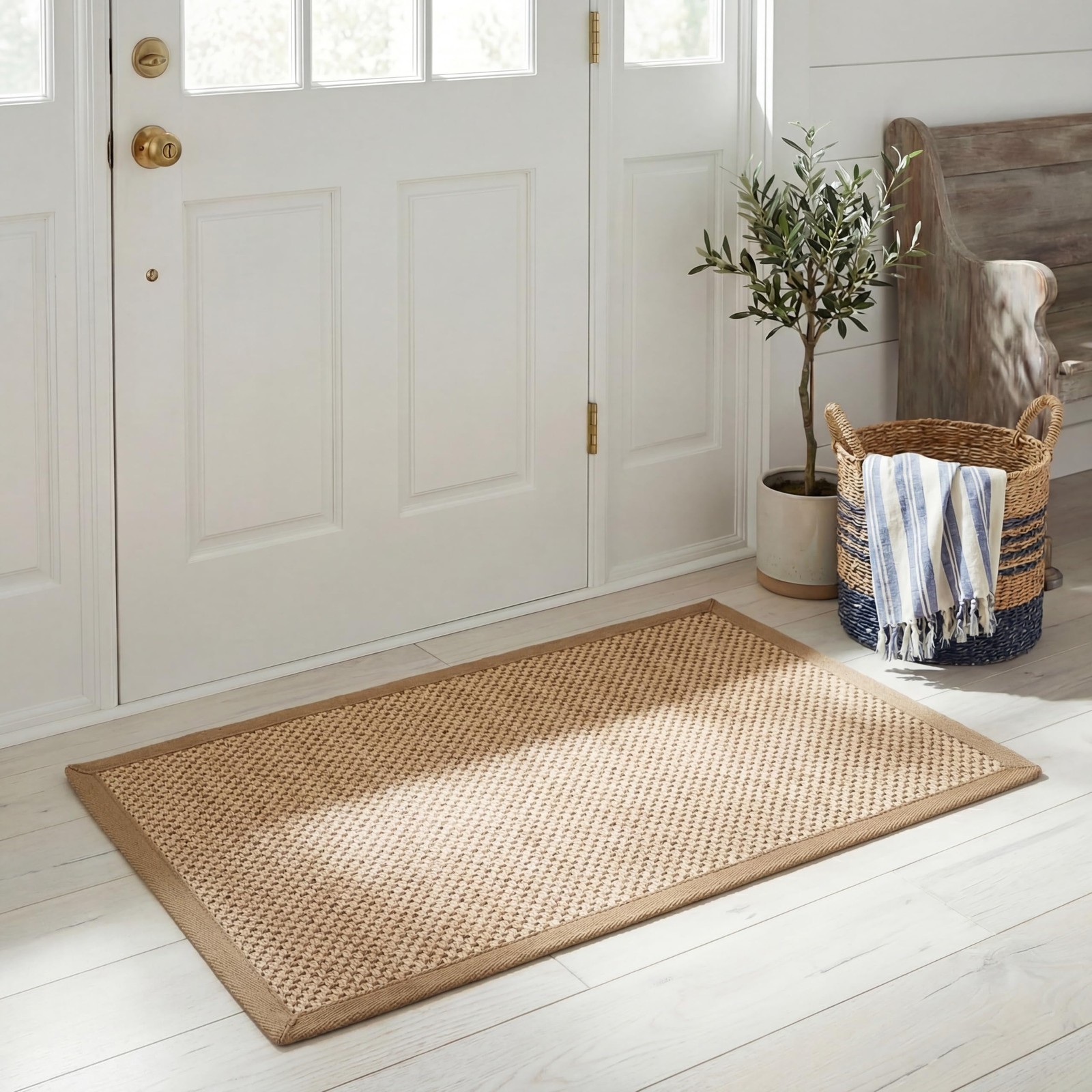 Safavieh Accent Rug 2X4 – Natural Fiber Collection – Maize Linen Woven Design