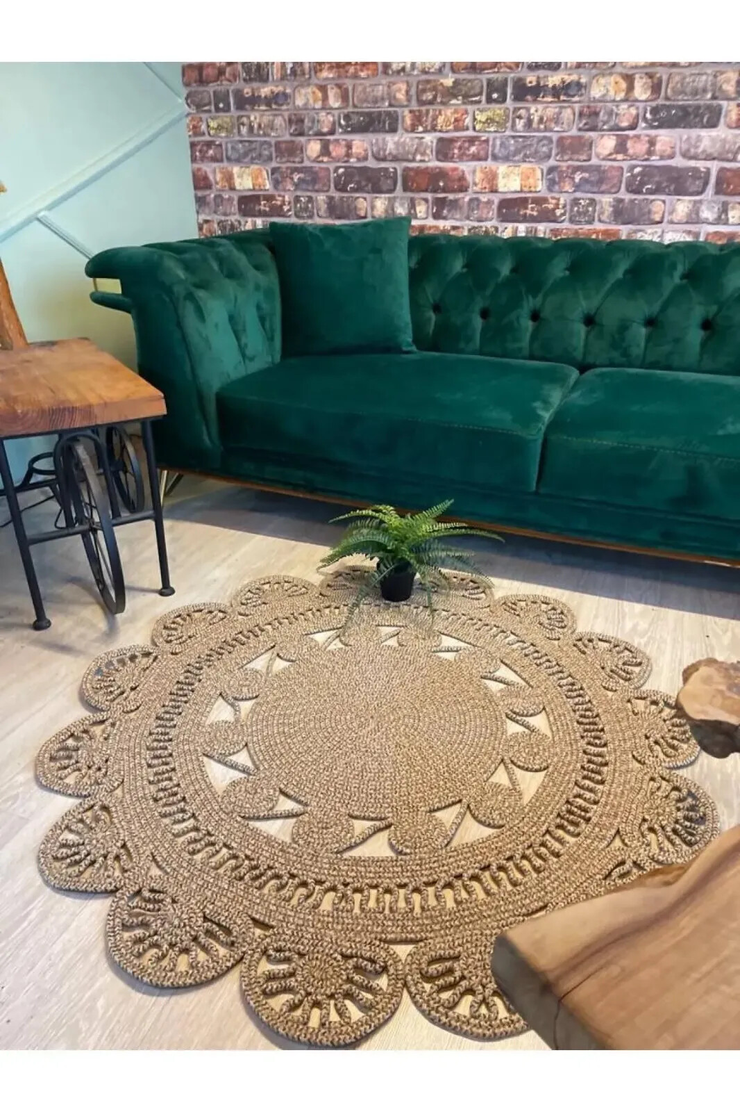 Round Wicker Jute Knitting Special Design Carpet