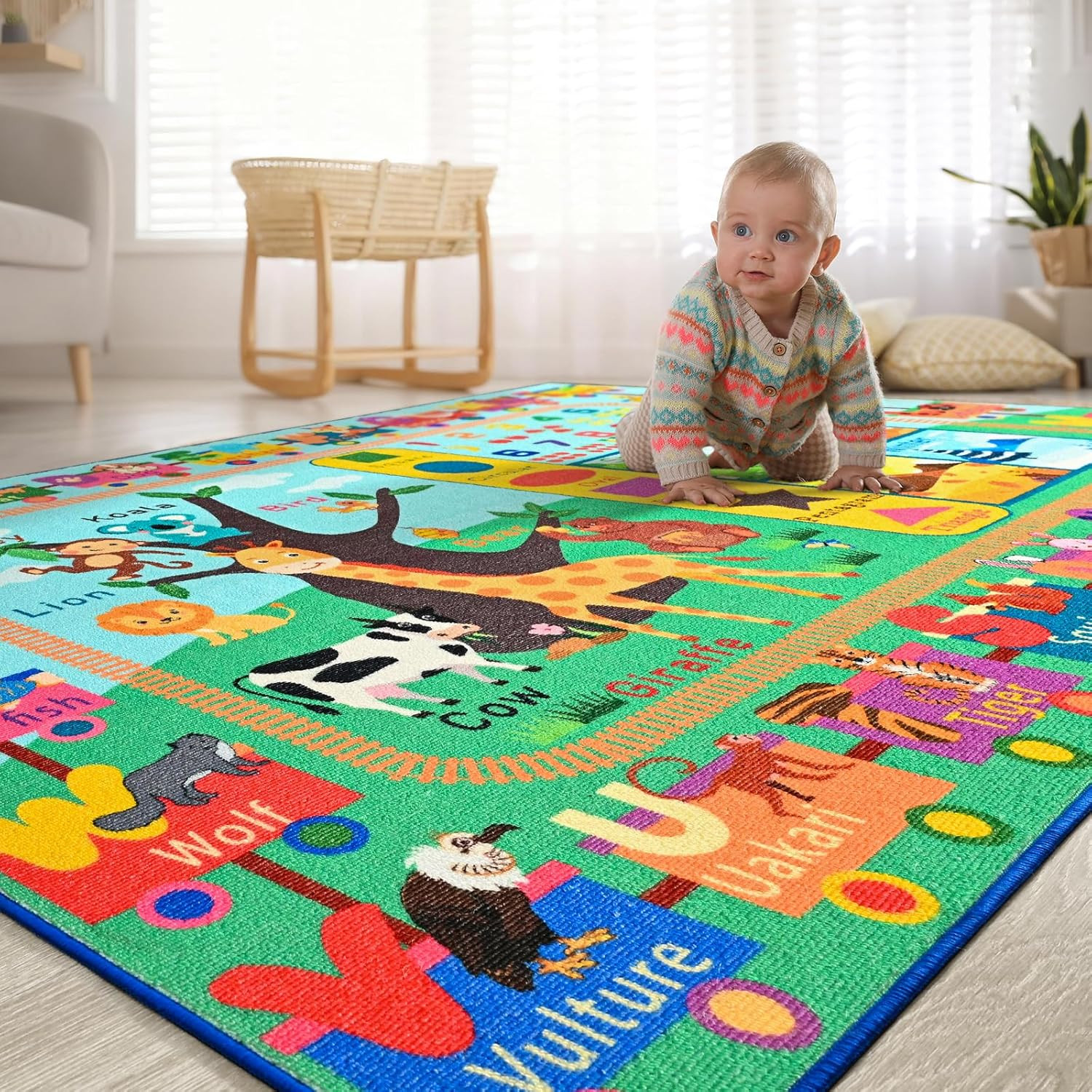 Kids Rug for Playroom, 4×6 ABC Educational Carpet for Classroom, Fun Alphabet