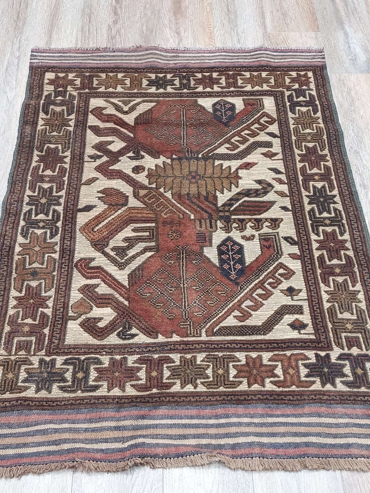 Turkish HandMade Bohemian Royal Geometric Design,Turkish Rug 3×4.5 Ft